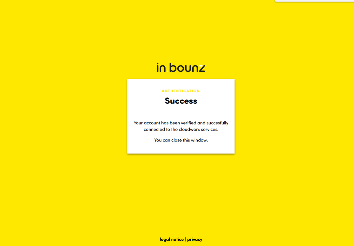 in.bounz I Success Message